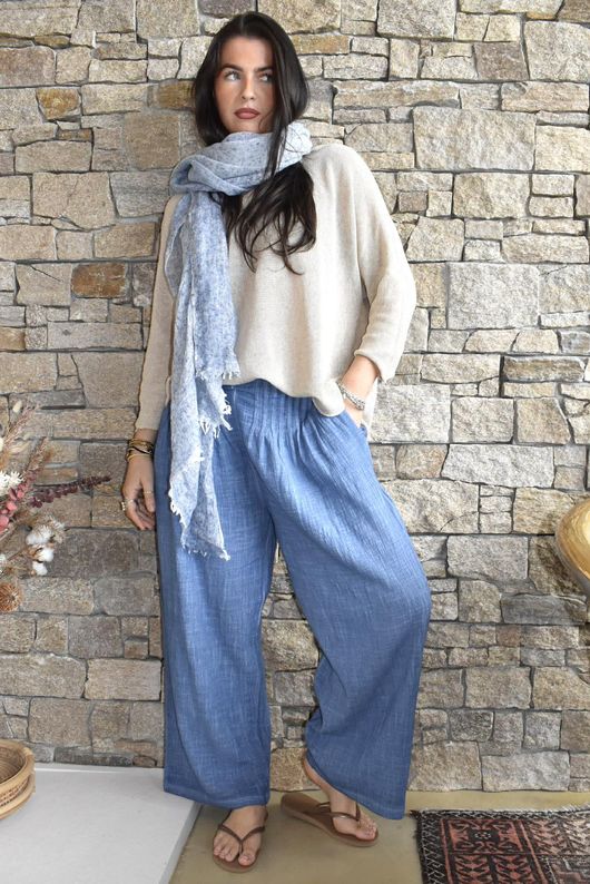 Loom & Thread Pin Tuck Pant Washed Denim /41=